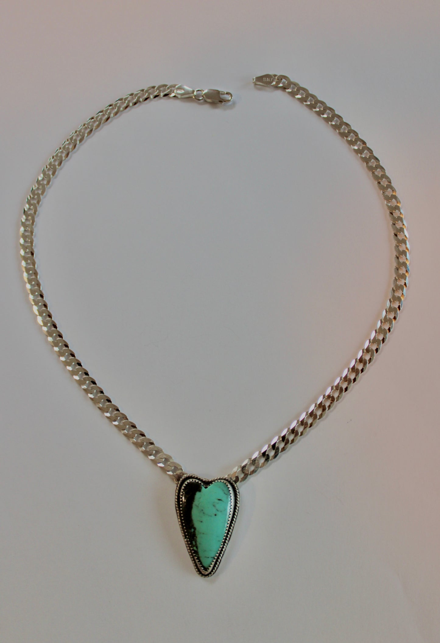 Turquoise Heart Curb Chain Necklace