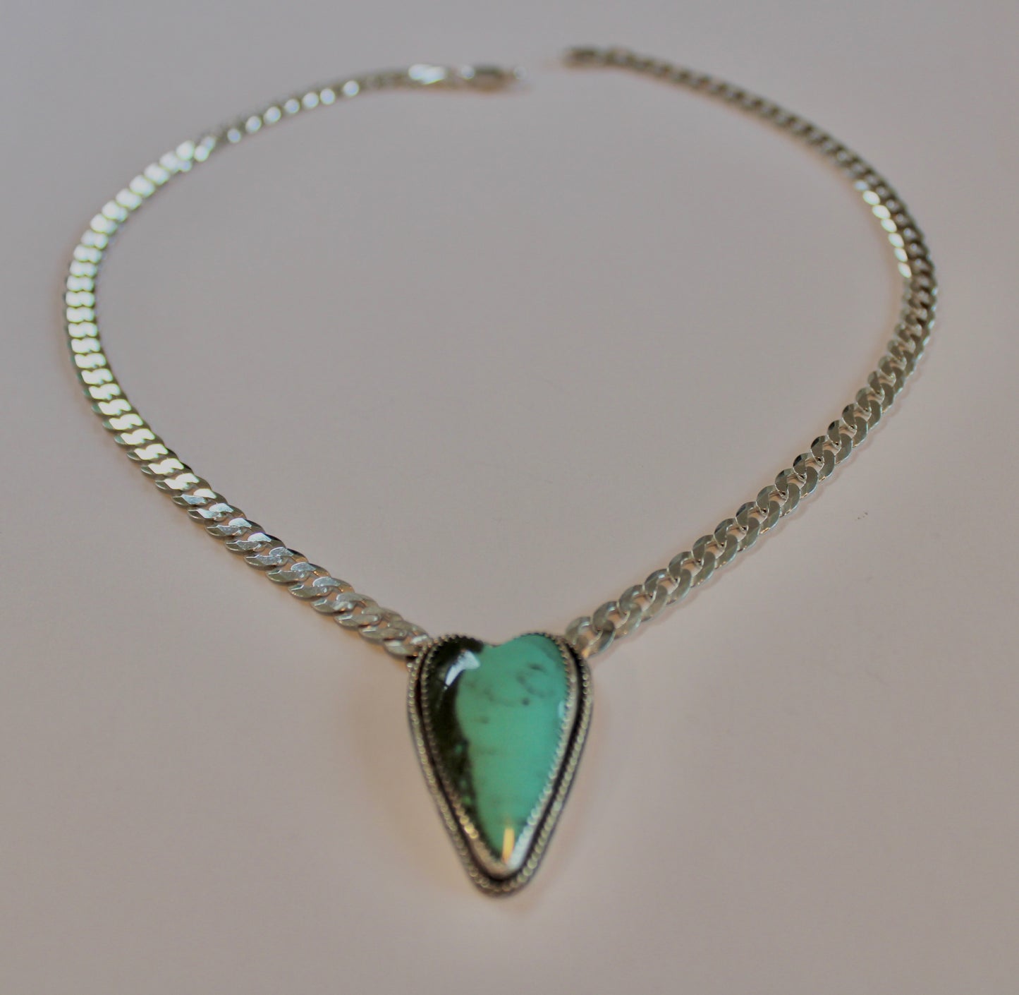 Turquoise Heart Curb Chain Necklace
