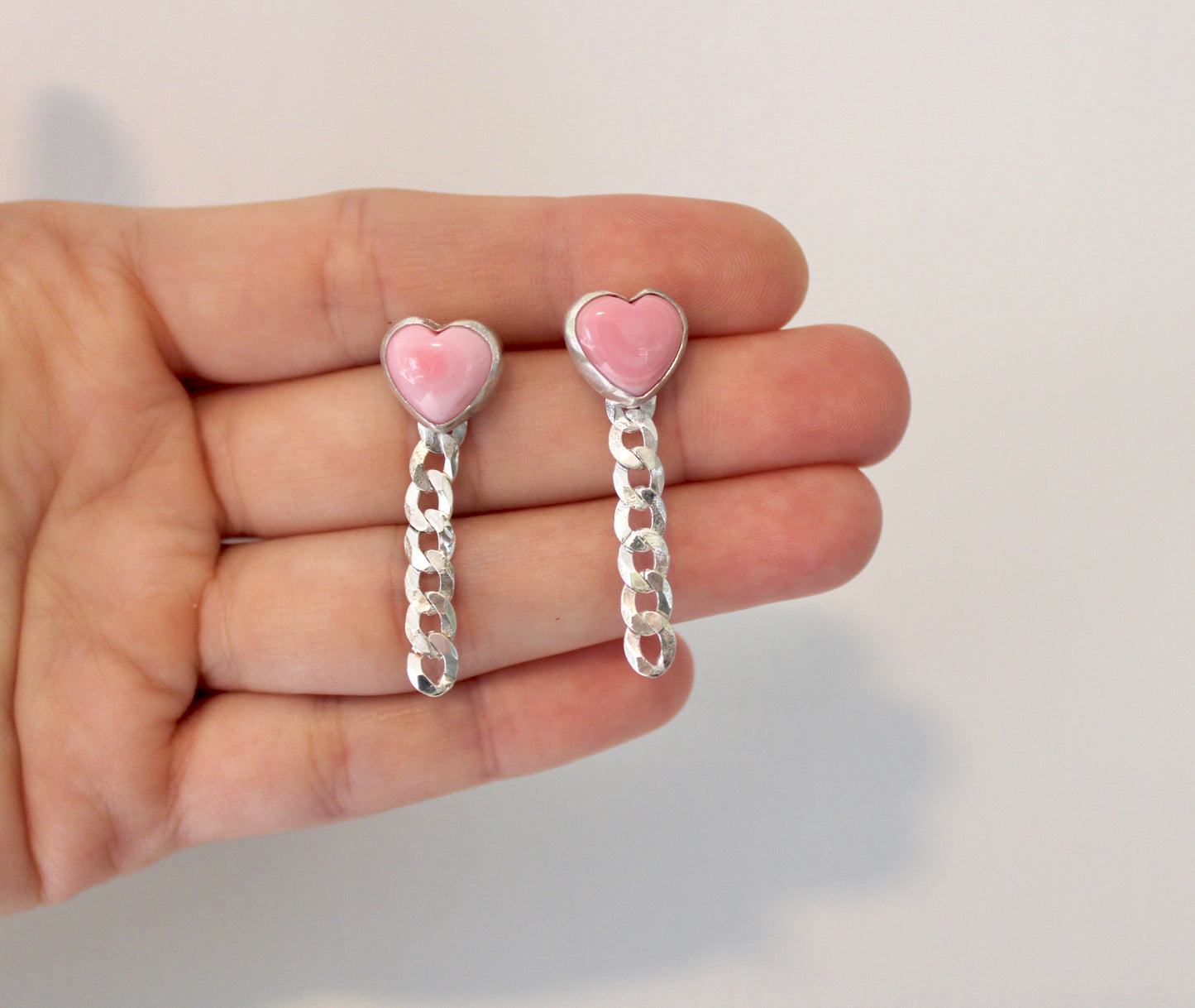 Heart Curb Chain Earrings