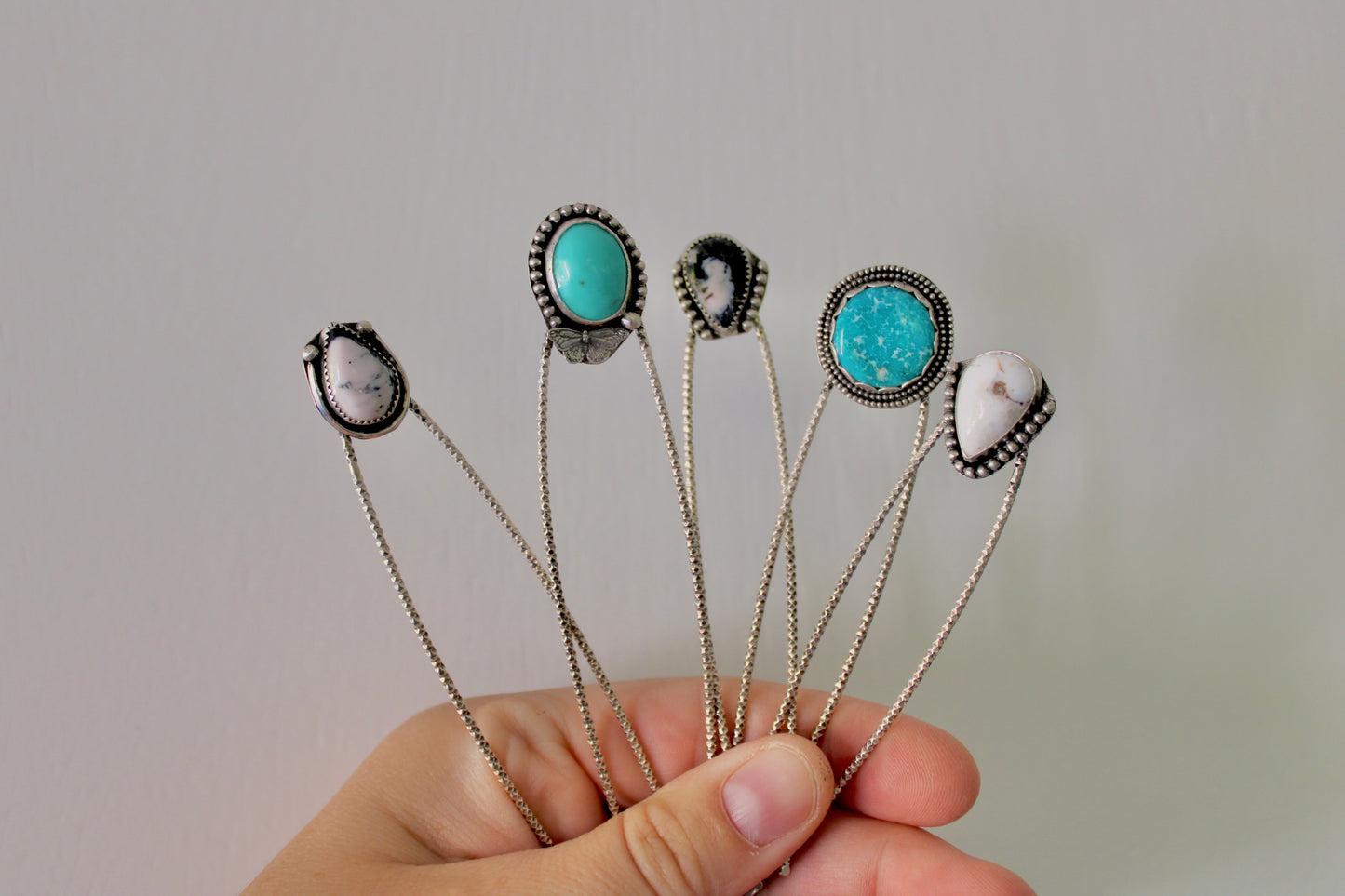 White Buffalo Turquoise Hair Pin