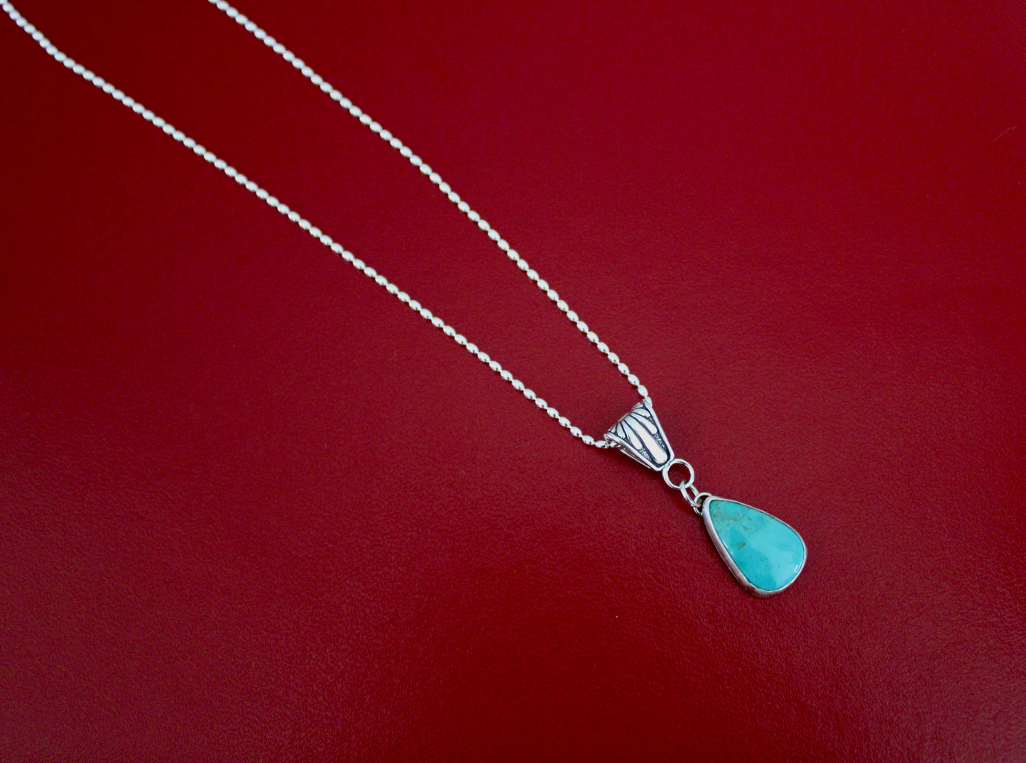 Royston Turquoise Pendant on beaded chain
