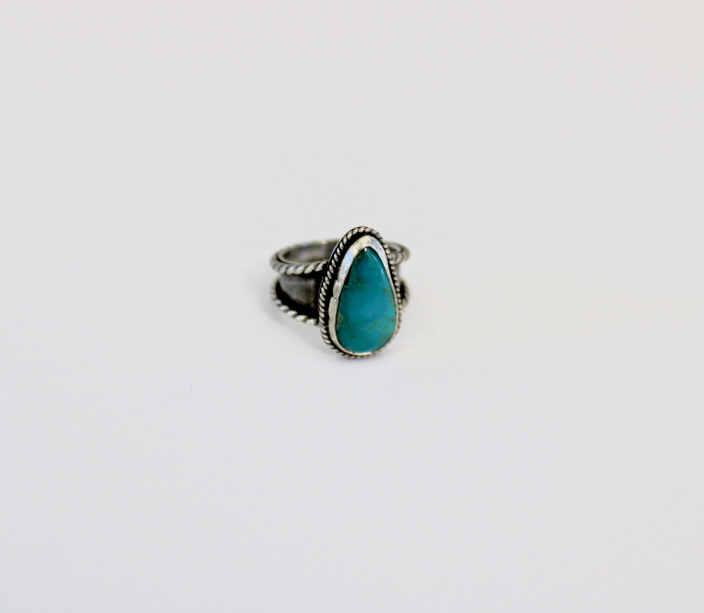 Royston Turquoise Ring with roped border- size 7.5