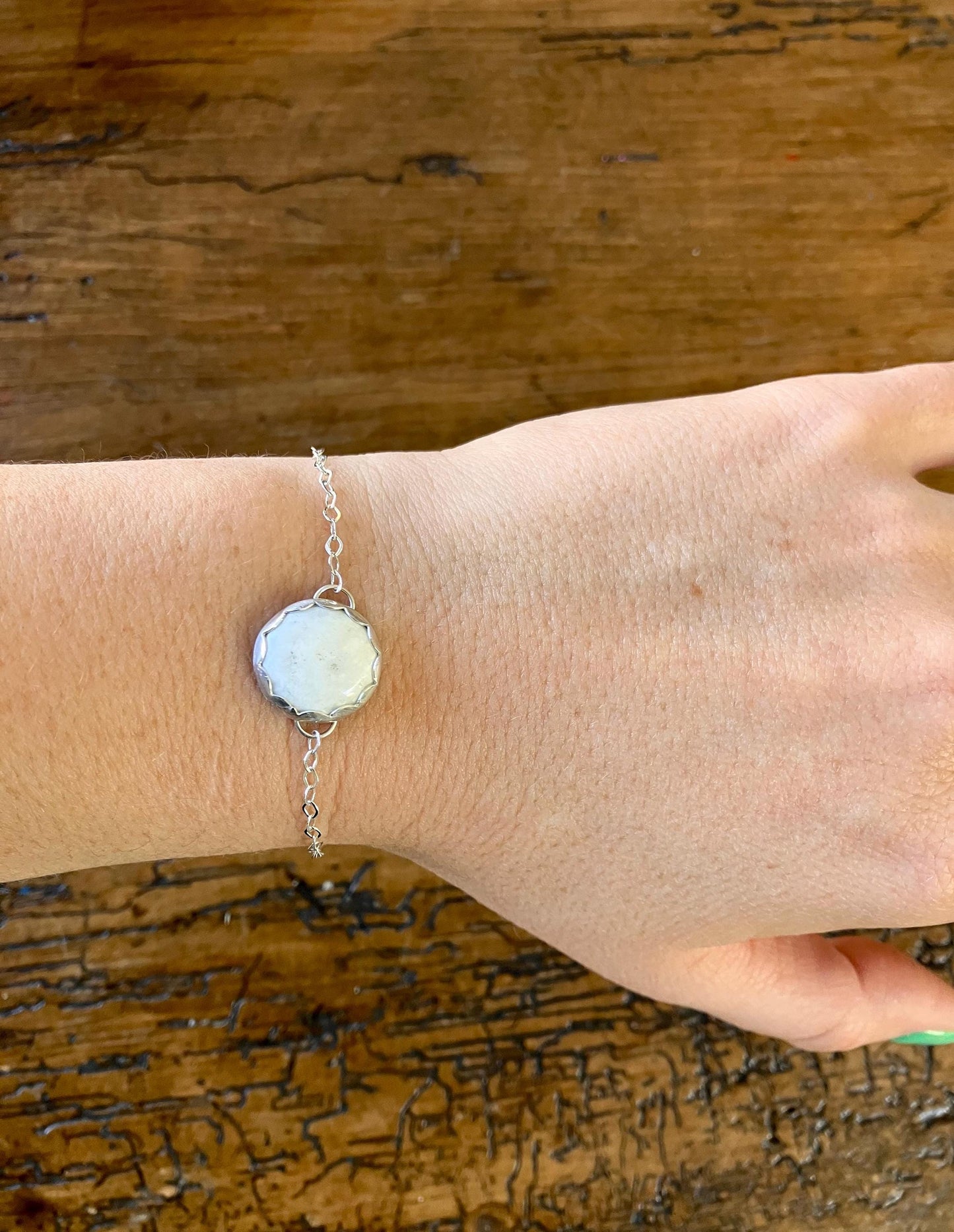 White Buffalo Turquoise Silver bracelet
