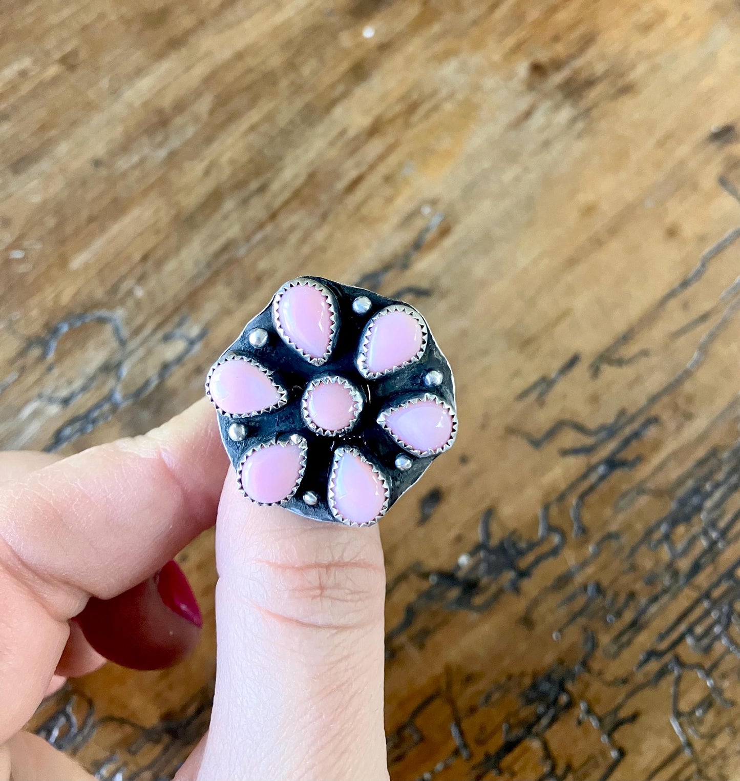 Size 6.5 -Sterling Silver Pink Flower Ring