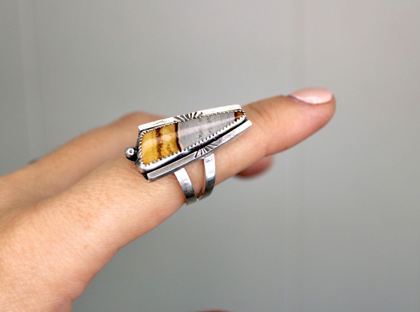 Size 7.5 -Sterling Silver Starry Night Jasper Ring