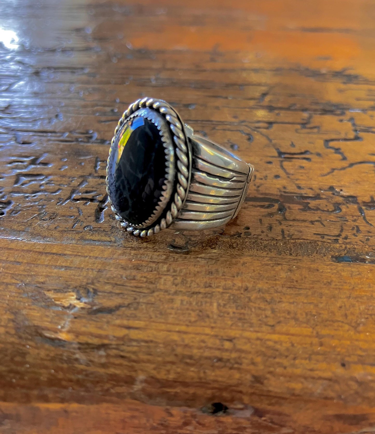 Size 10- Obsidian Sterling Silver Ring