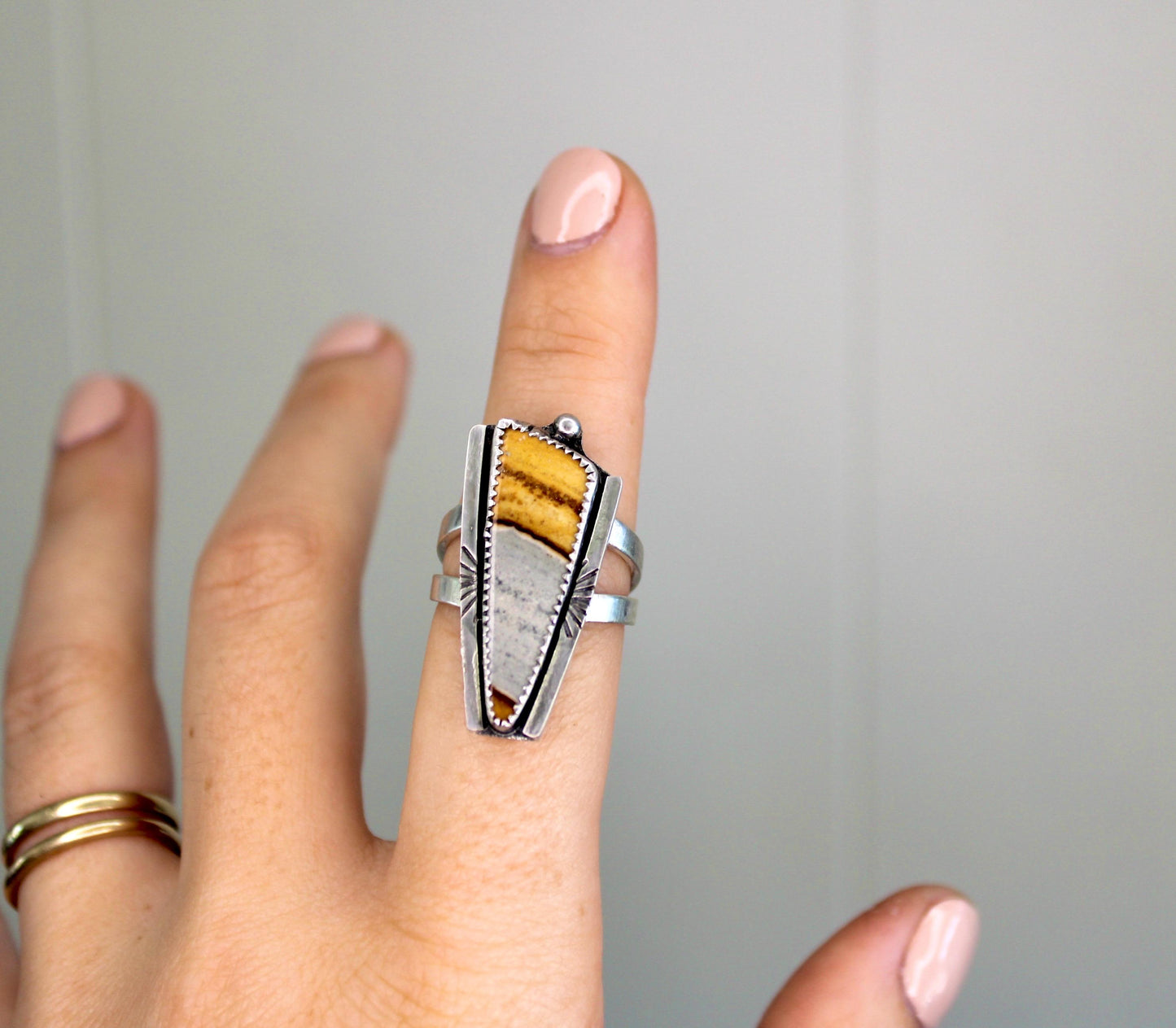 Size 7.5 -Sterling Silver Starry Night Jasper Ring
