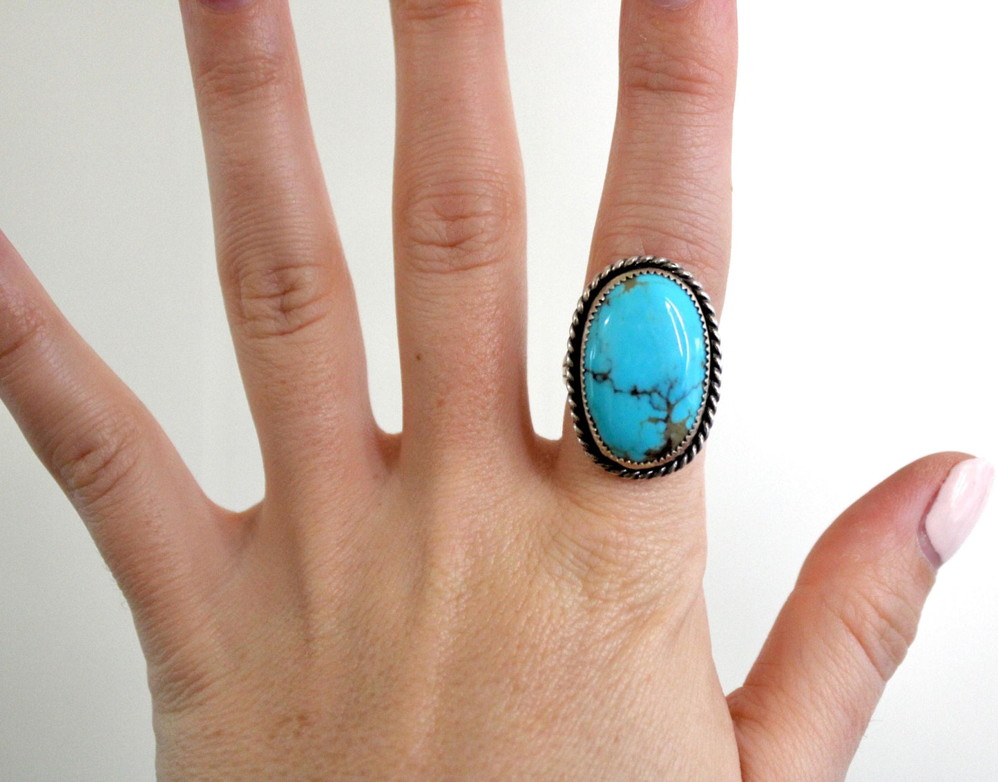 Size 8 -Sterling Silver Kingman Turquoise Ring