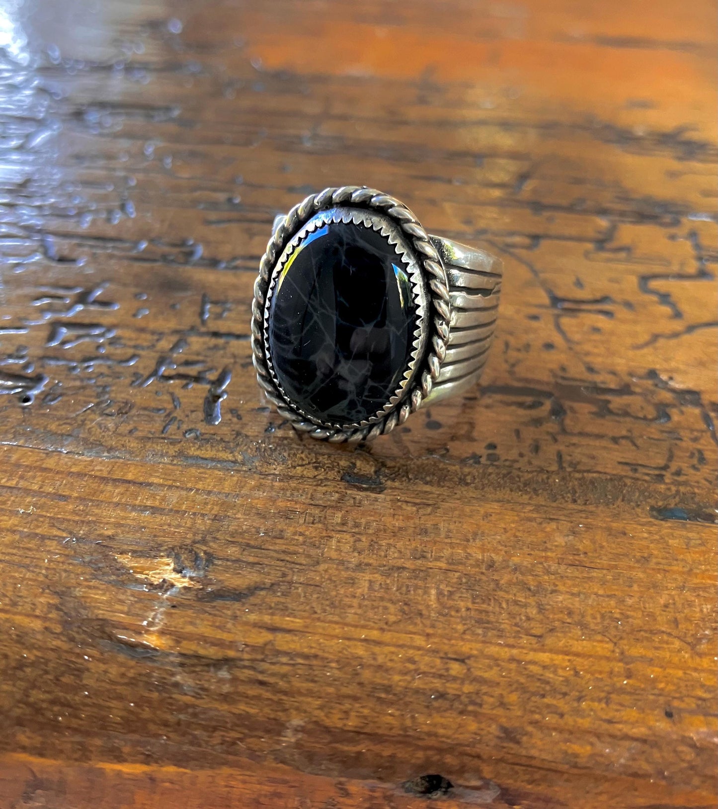 Size 10- Obsidian Sterling Silver Ring