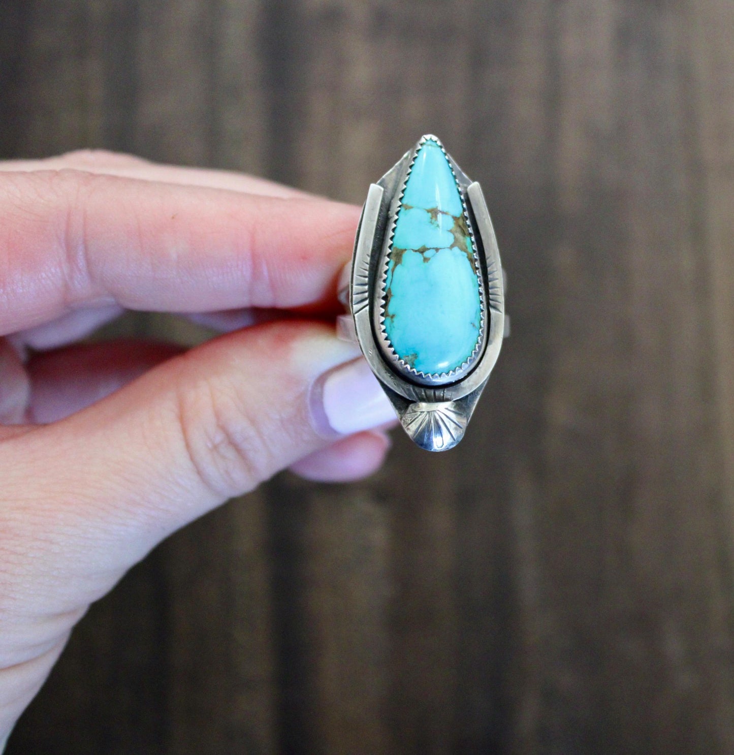 Size 8 -Sterling Silver Turquoise Ring