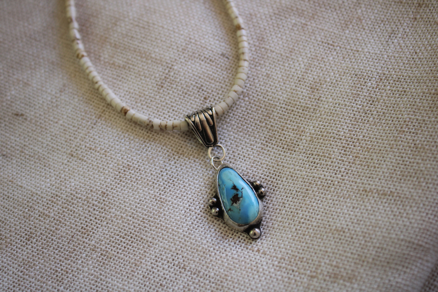 Golden Hills Necklace on White Howlite Turquoise Beaded Necklace