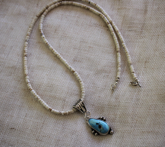 Golden Hills Necklace on White Howlite Turquoise Beaded Necklace