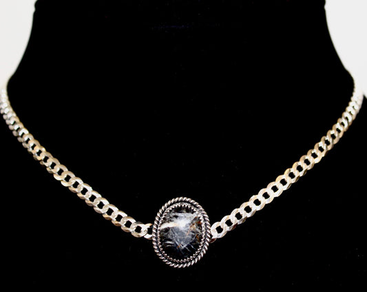 Choker with White Buffalo Turquoise, Sterling Silver