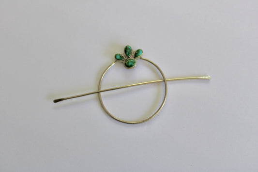 Turquoise Brass Hair Pin with Sonoran Gold Turquoise