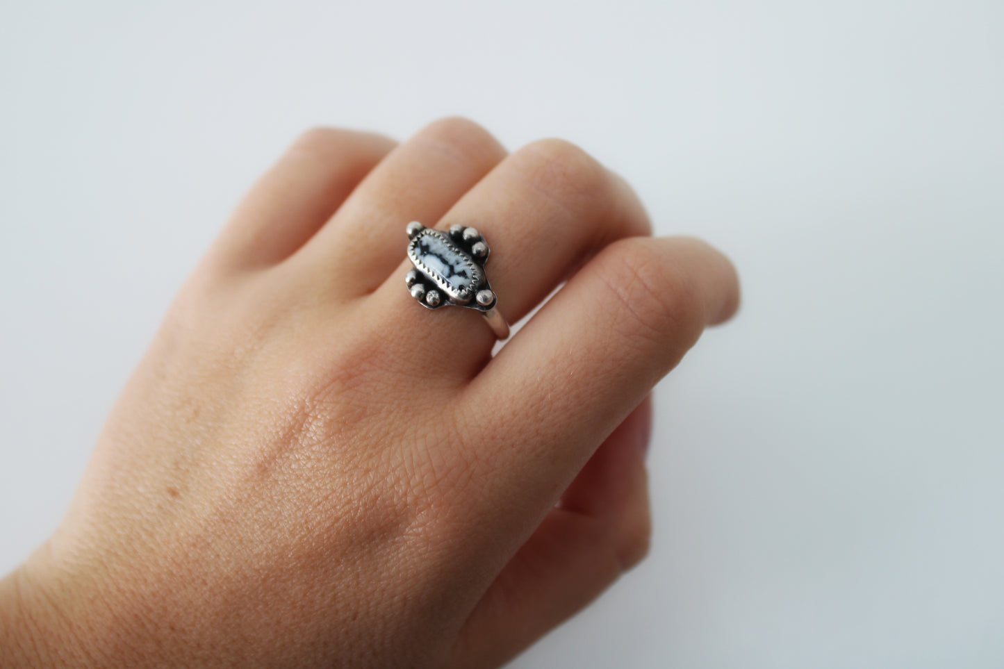 White Buffalo Turquoise Ring- Size 6.5