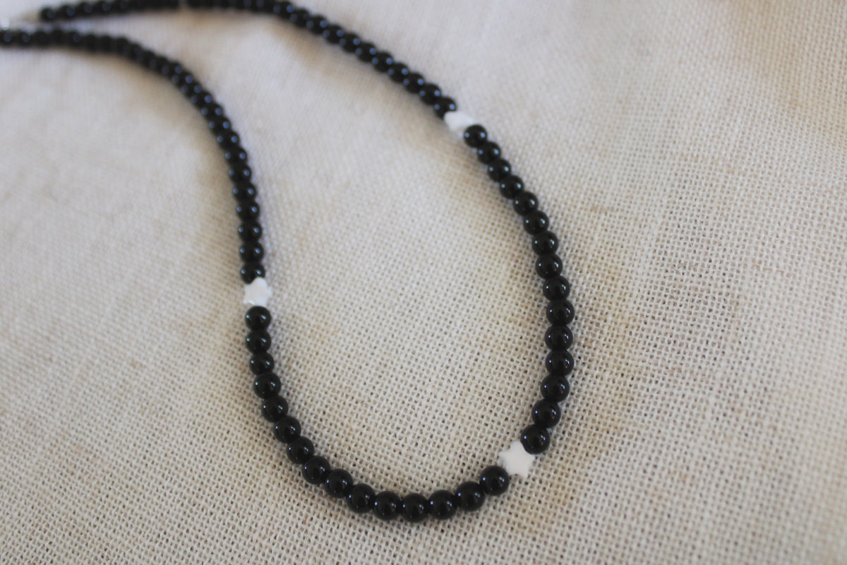 Black Onyx with White Onyx Star Necklace