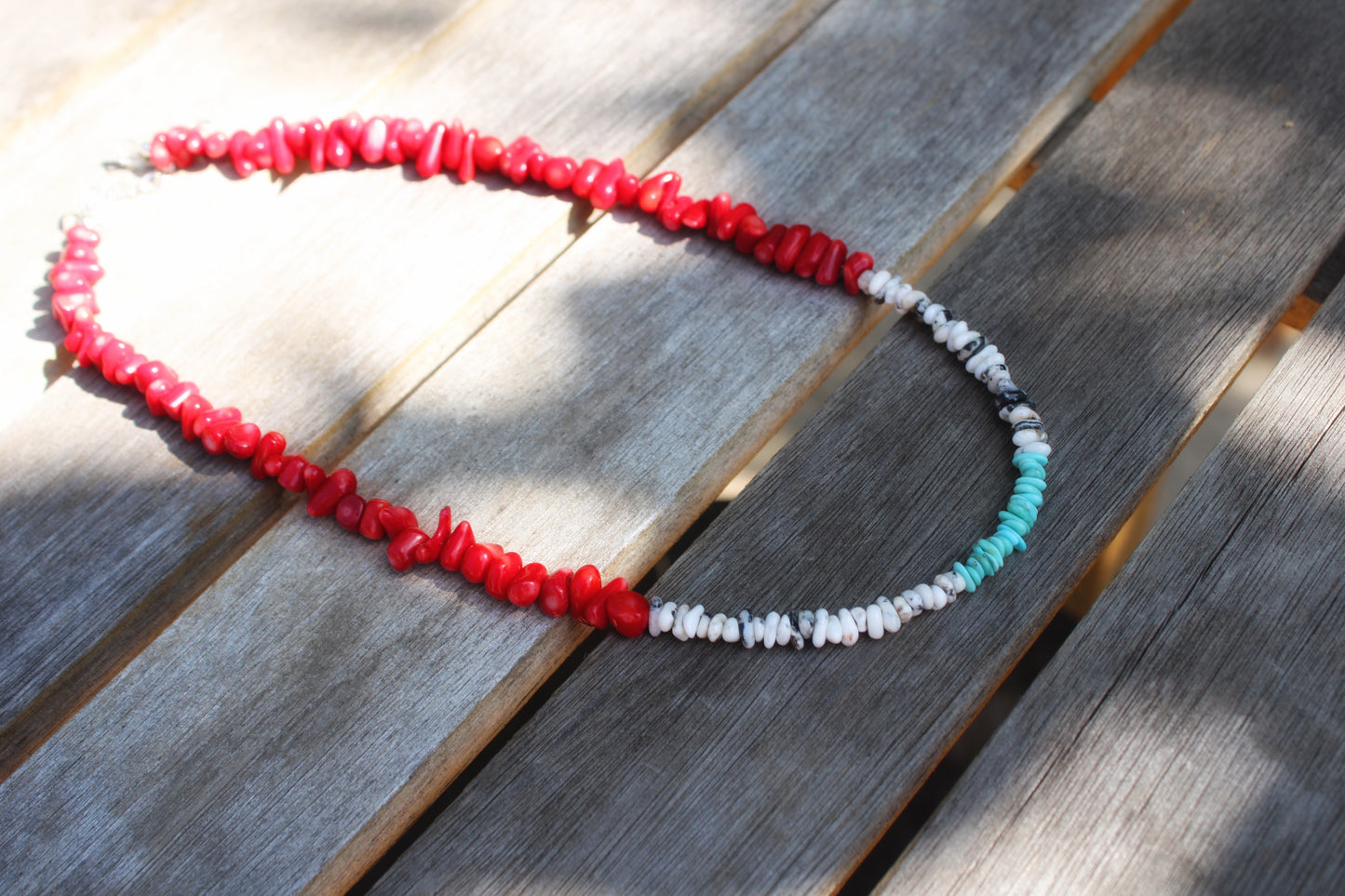 Coral, Royston & White Buffalo Beaded Necklace