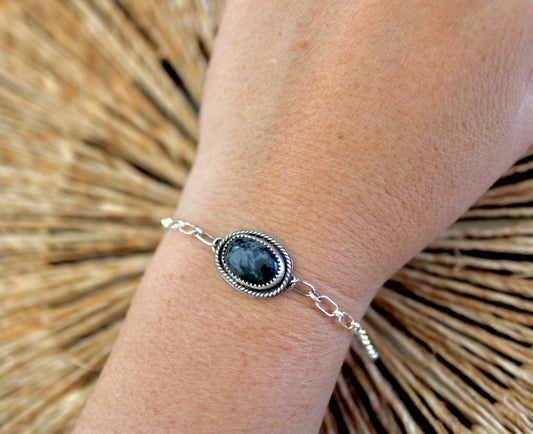 Obsidian Sterling Silver Bracelet