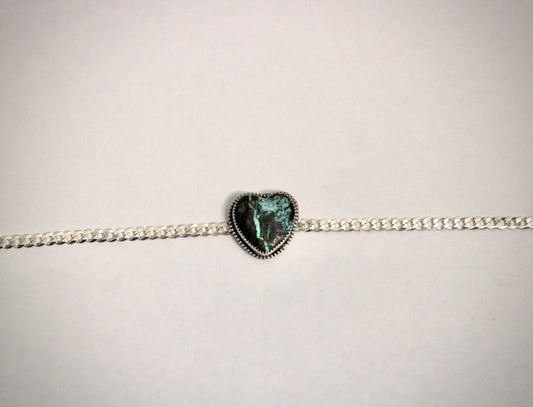 Heart Choker with Hubei Turquoise, Sterling Silver