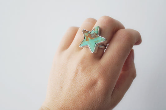 Kingman Turquoise Star Ring- Size 6.5