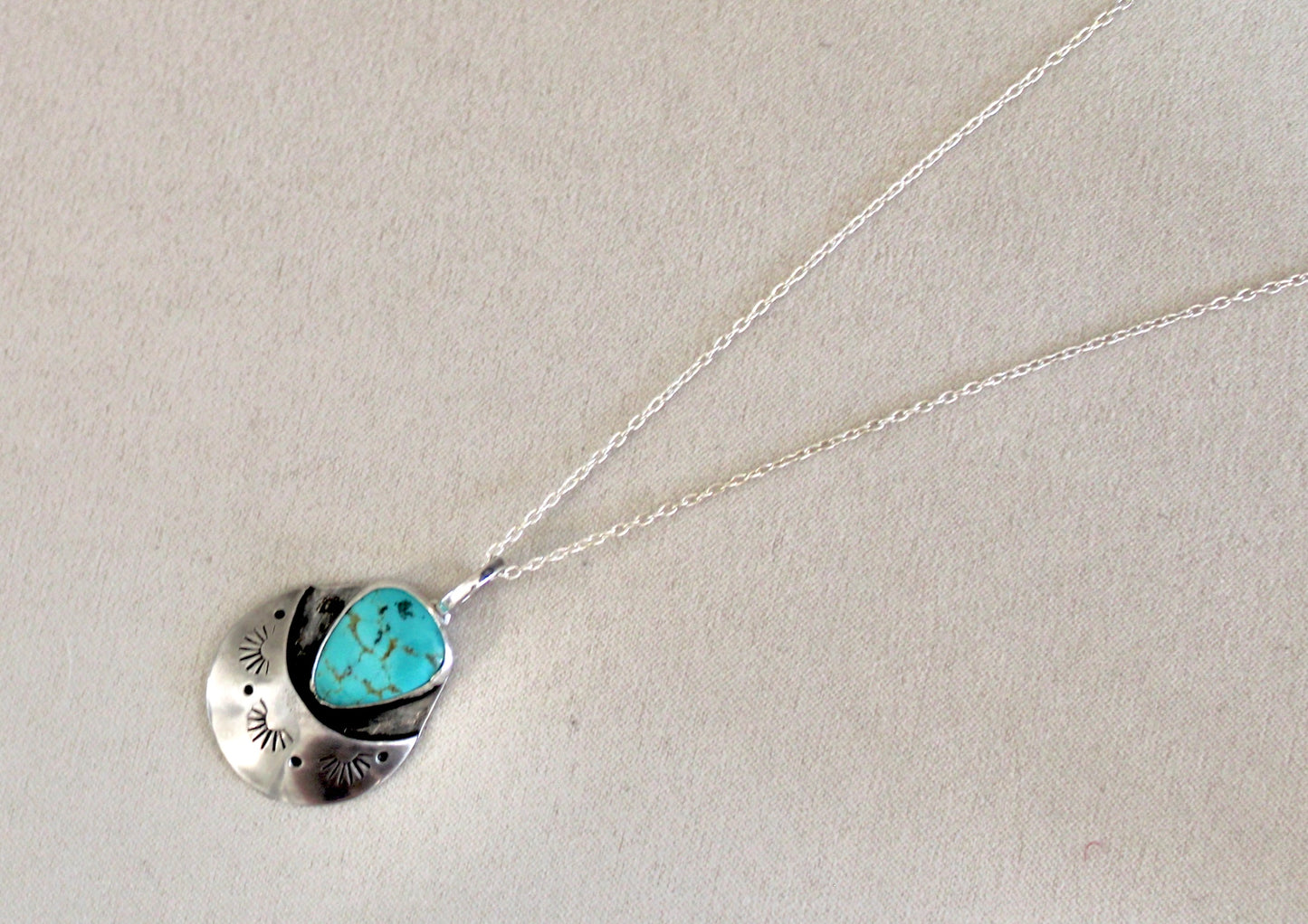Kingman Turquoise crescent moon necklace