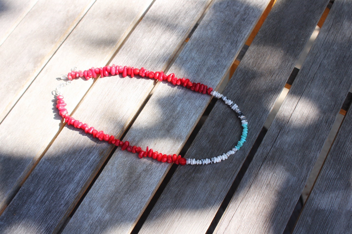 Coral, Royston & White Buffalo Beaded Necklace