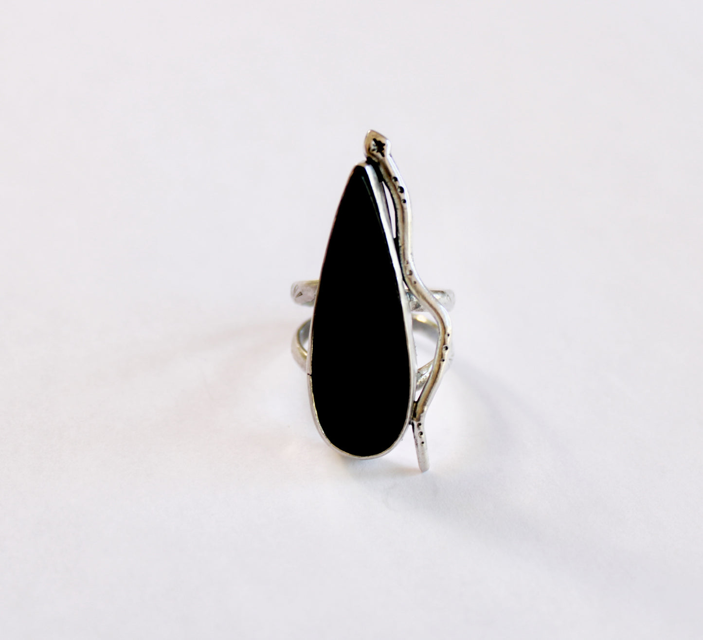 Size 6.5-  Black Onyx Snake Ring