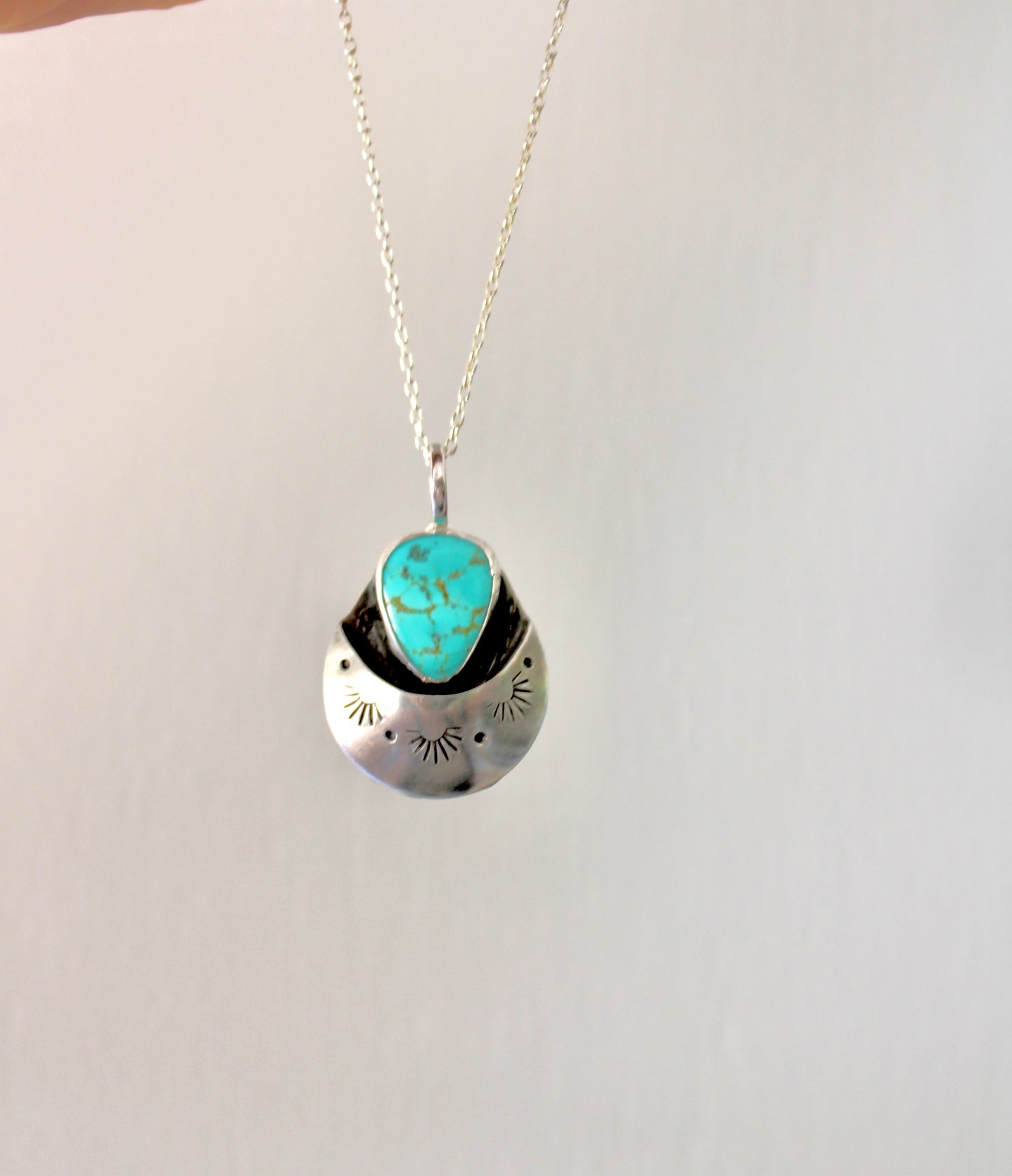 Kingman Turquoise crescent moon necklace