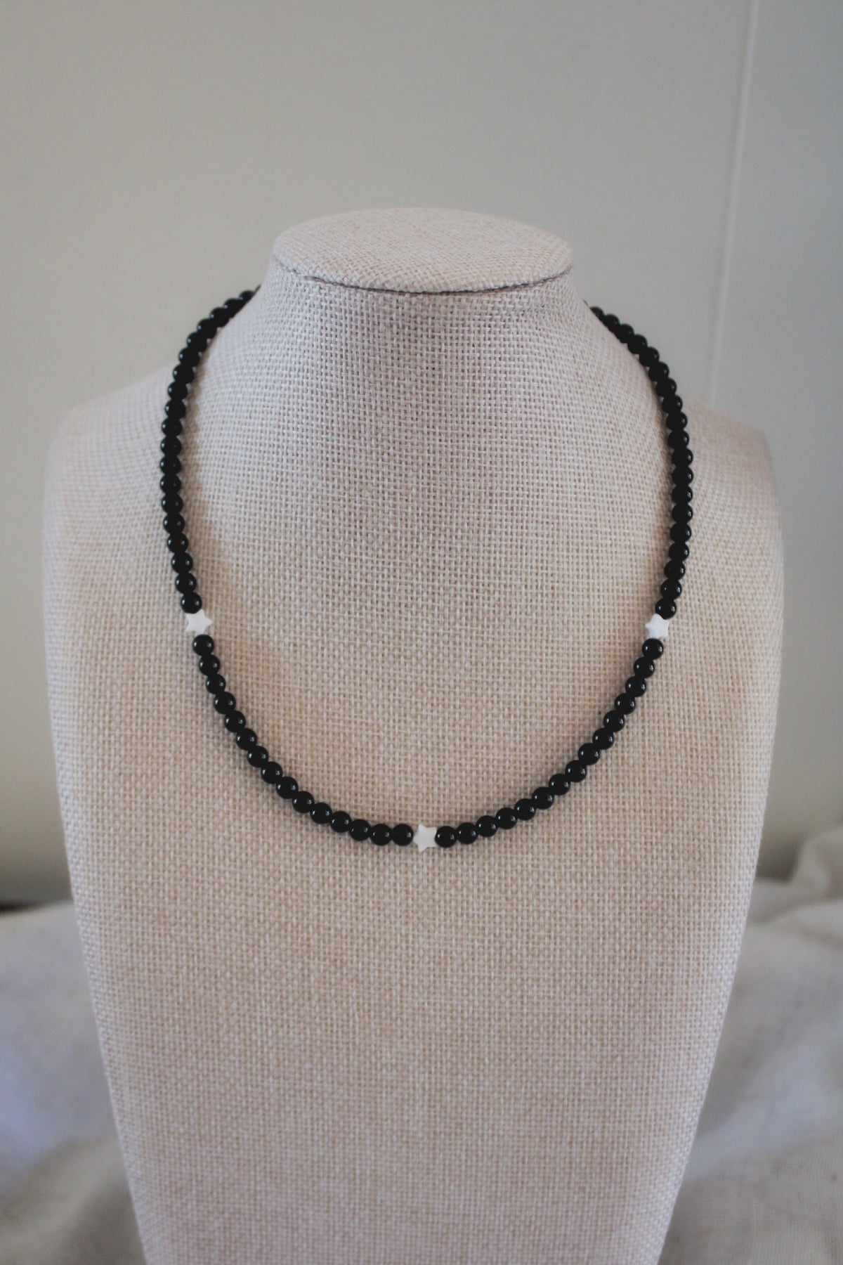 Black Onyx with White Onyx Star Necklace