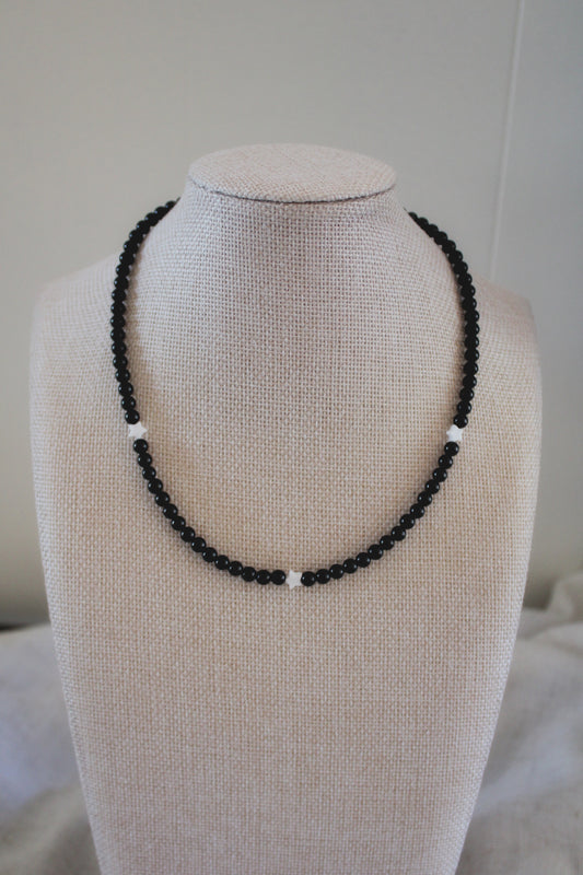 Black Onyx with White Onyx Star Necklace