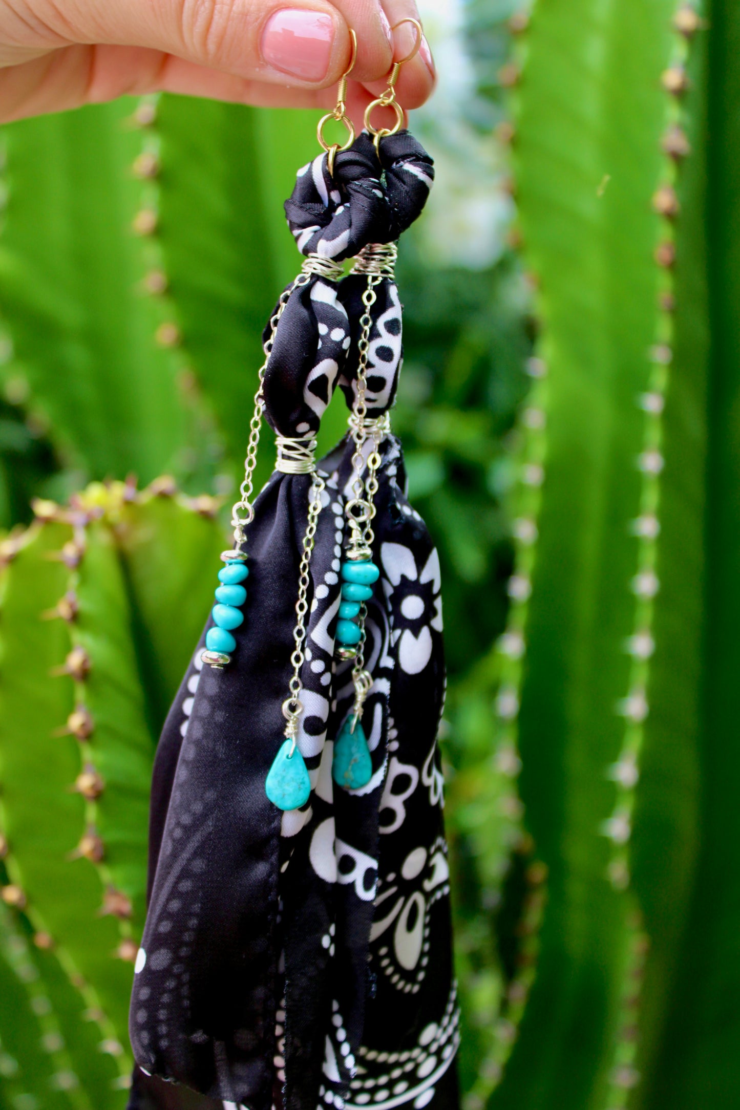 Boho Bandana Turquoise Earrings