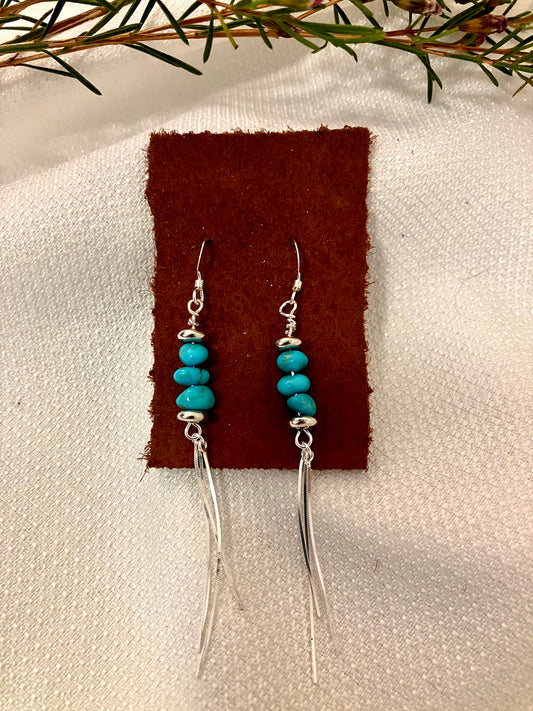 Turquoise beaded mini duster earrings