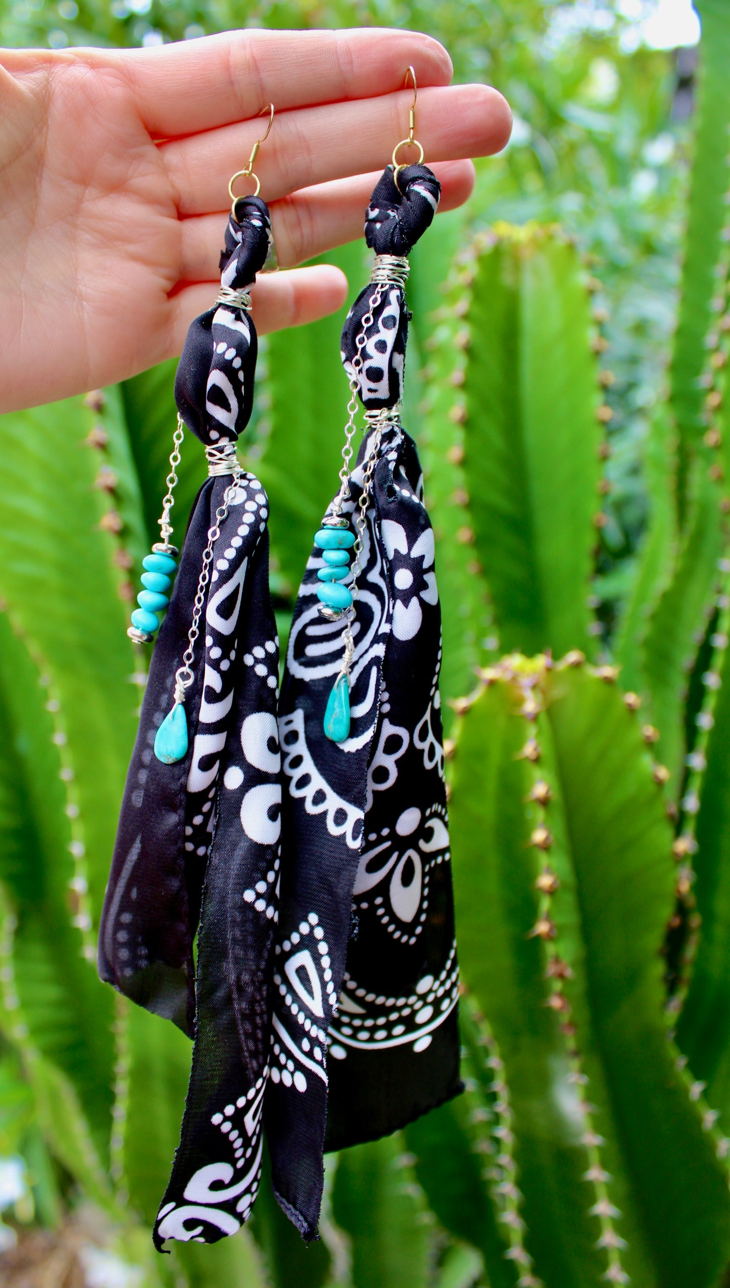 Boho Bandana Turquoise Earrings
