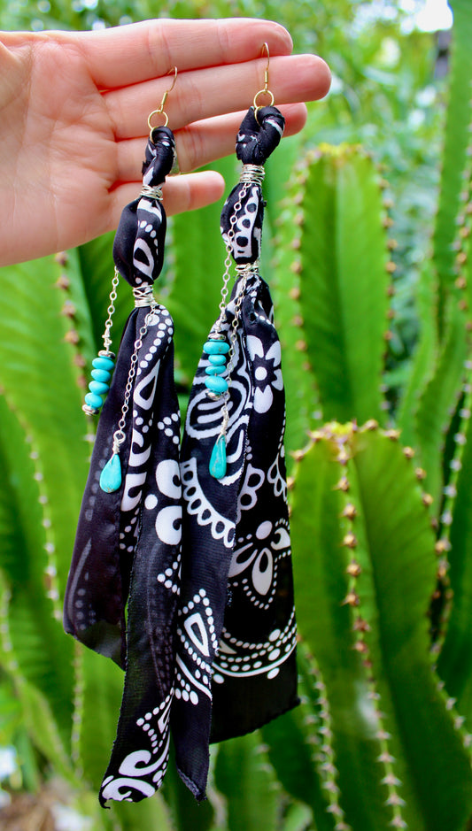 Boho Bandana Turquoise Earrings