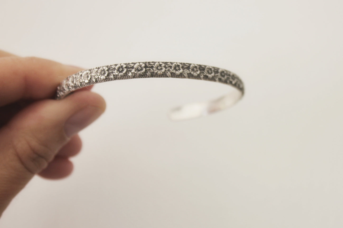 Sterling Silver Floral Cuff