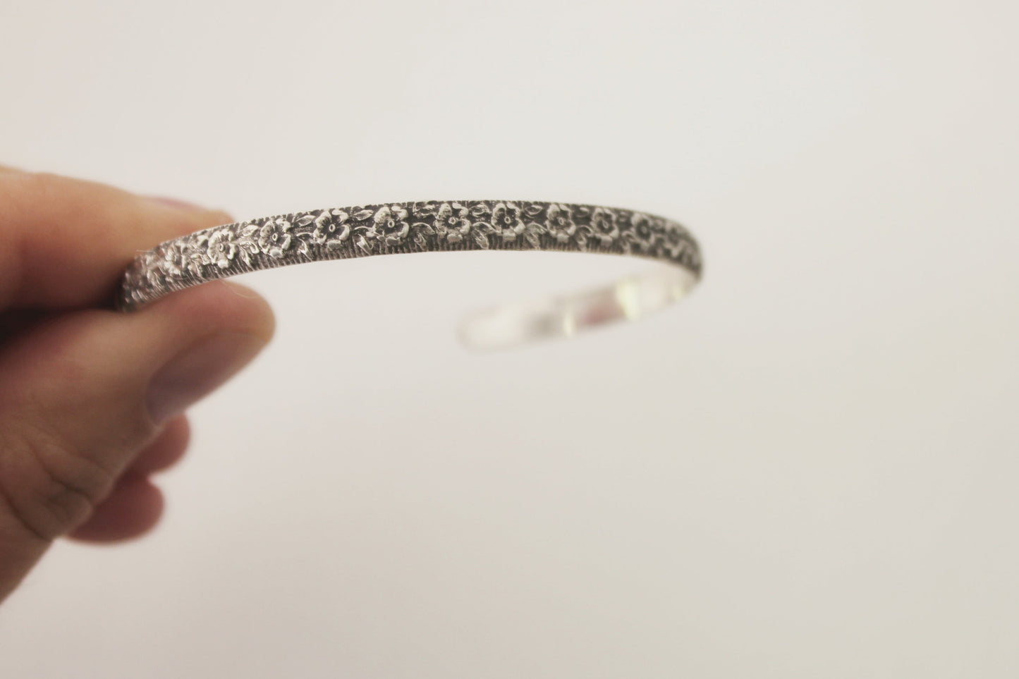 Sterling Silver Floral Cuff