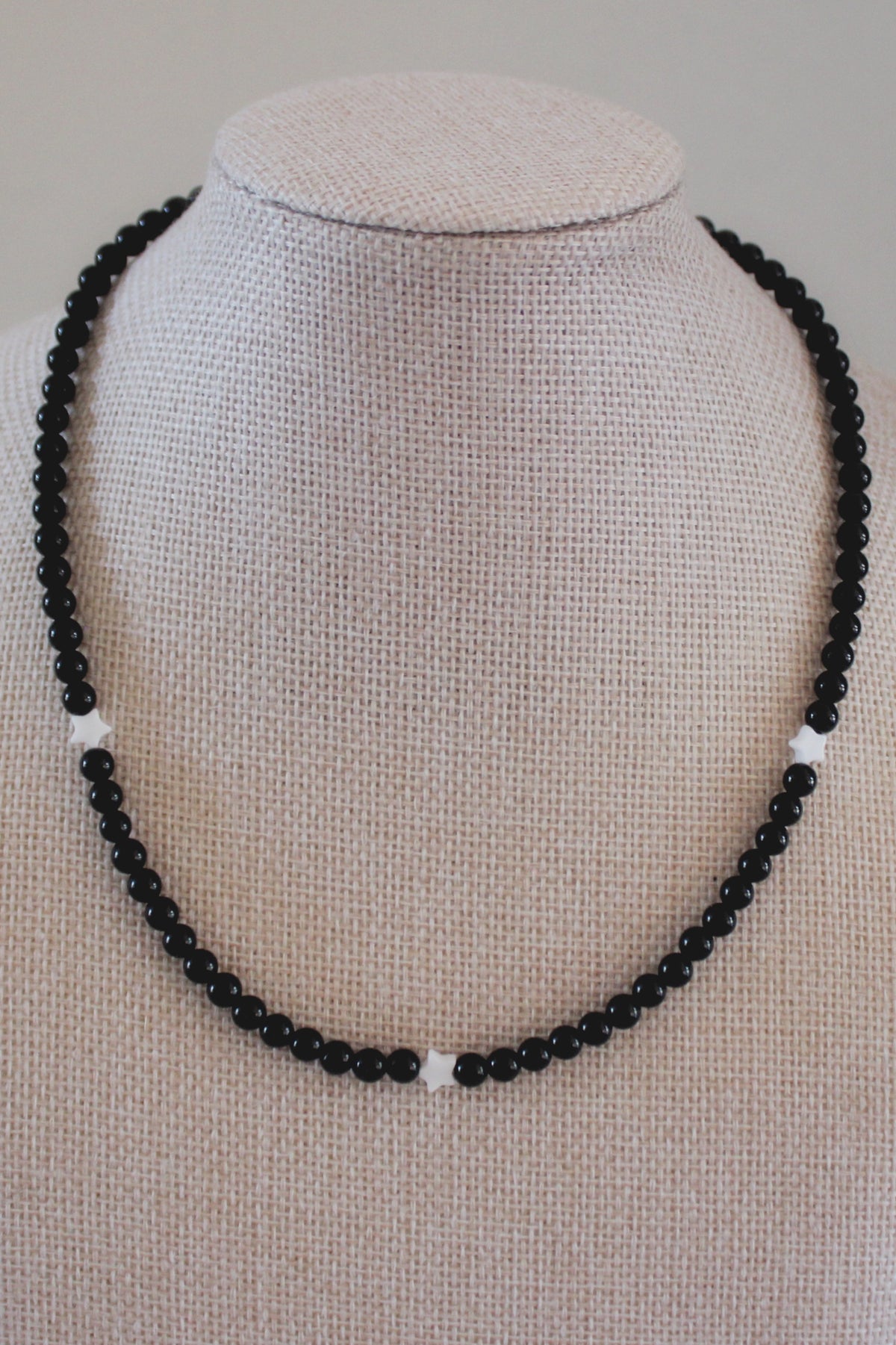Black Onyx with White Onyx Star Necklace