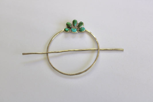 Turquoise Brass Hair Pin
