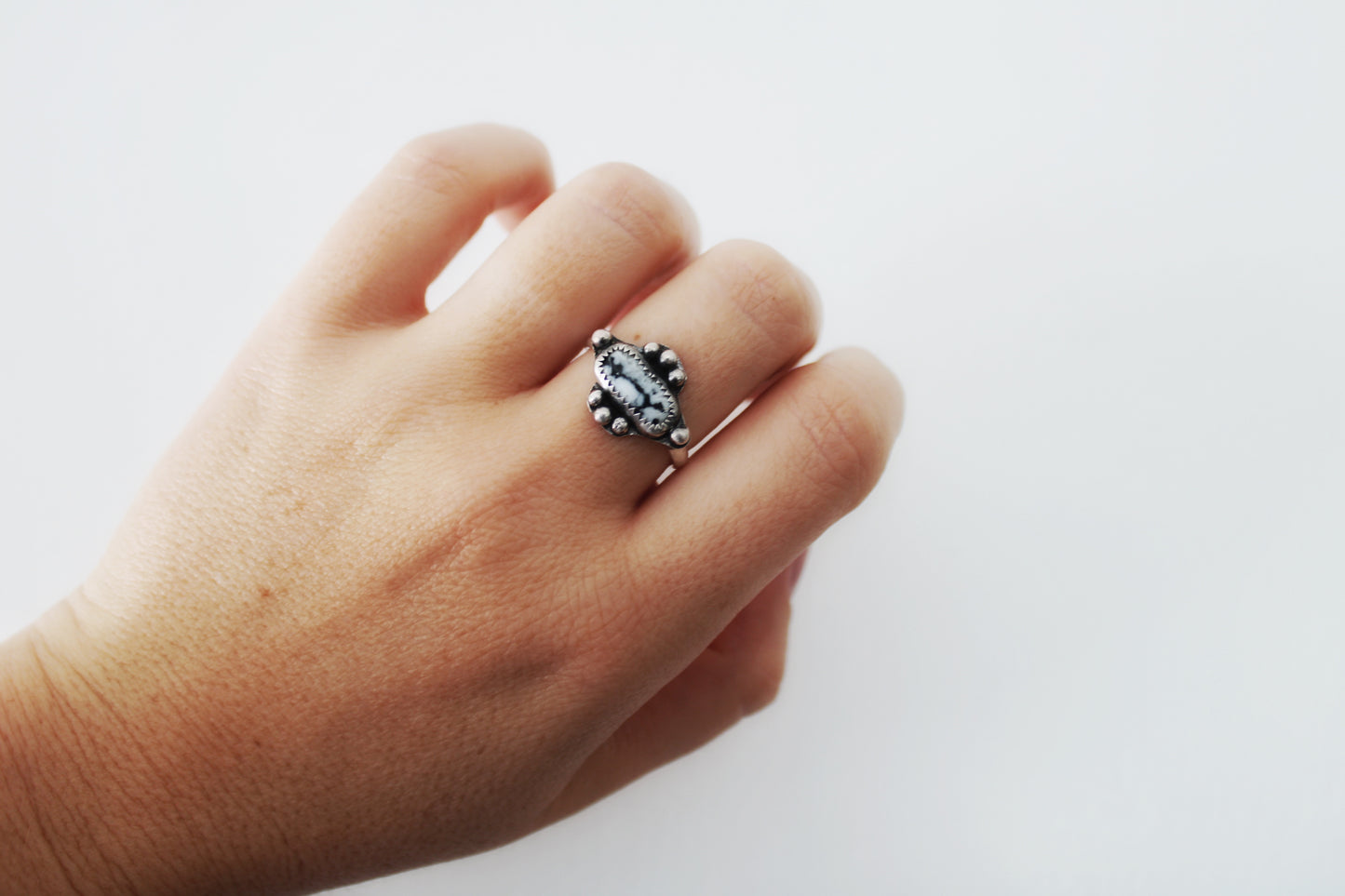 White Buffalo Turquoise Ring- Size 6.5