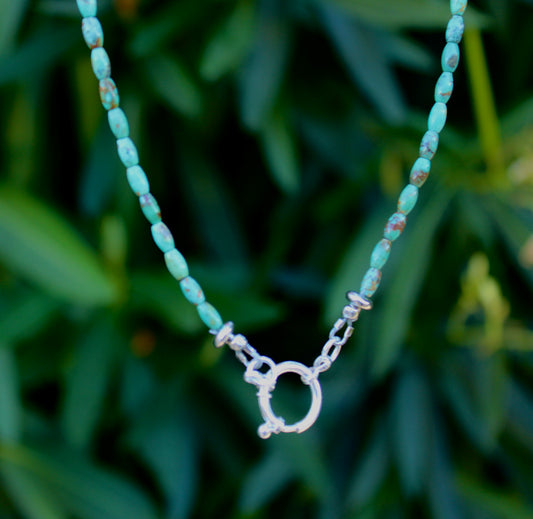 Tyrone Turquoise Beaded Charm Necklace