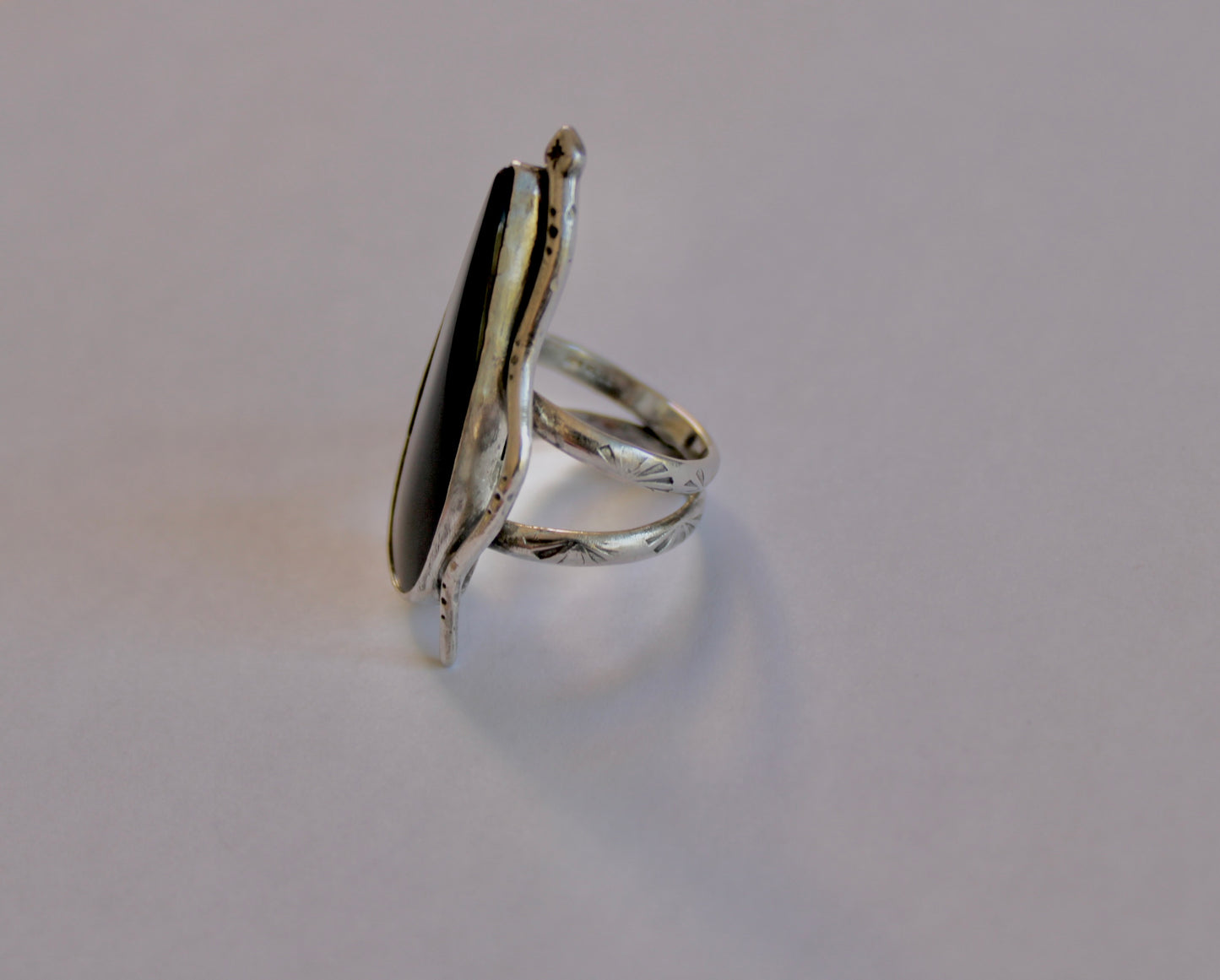 Size 6.5-  Black Onyx Snake Ring