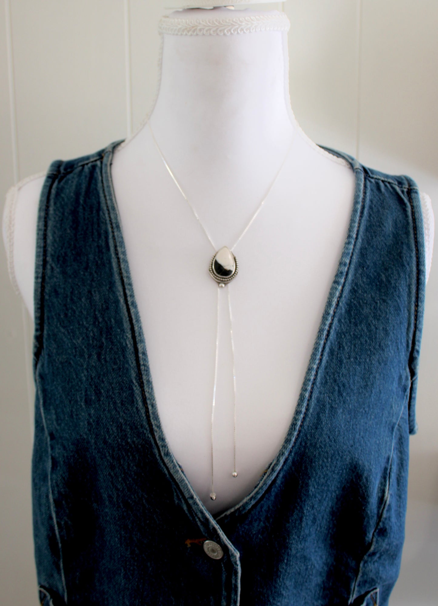 White Buffalo Turquoise Bolo Necklace
