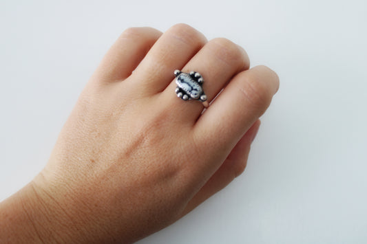 White Buffalo Turquoise Ring- Size 6.5