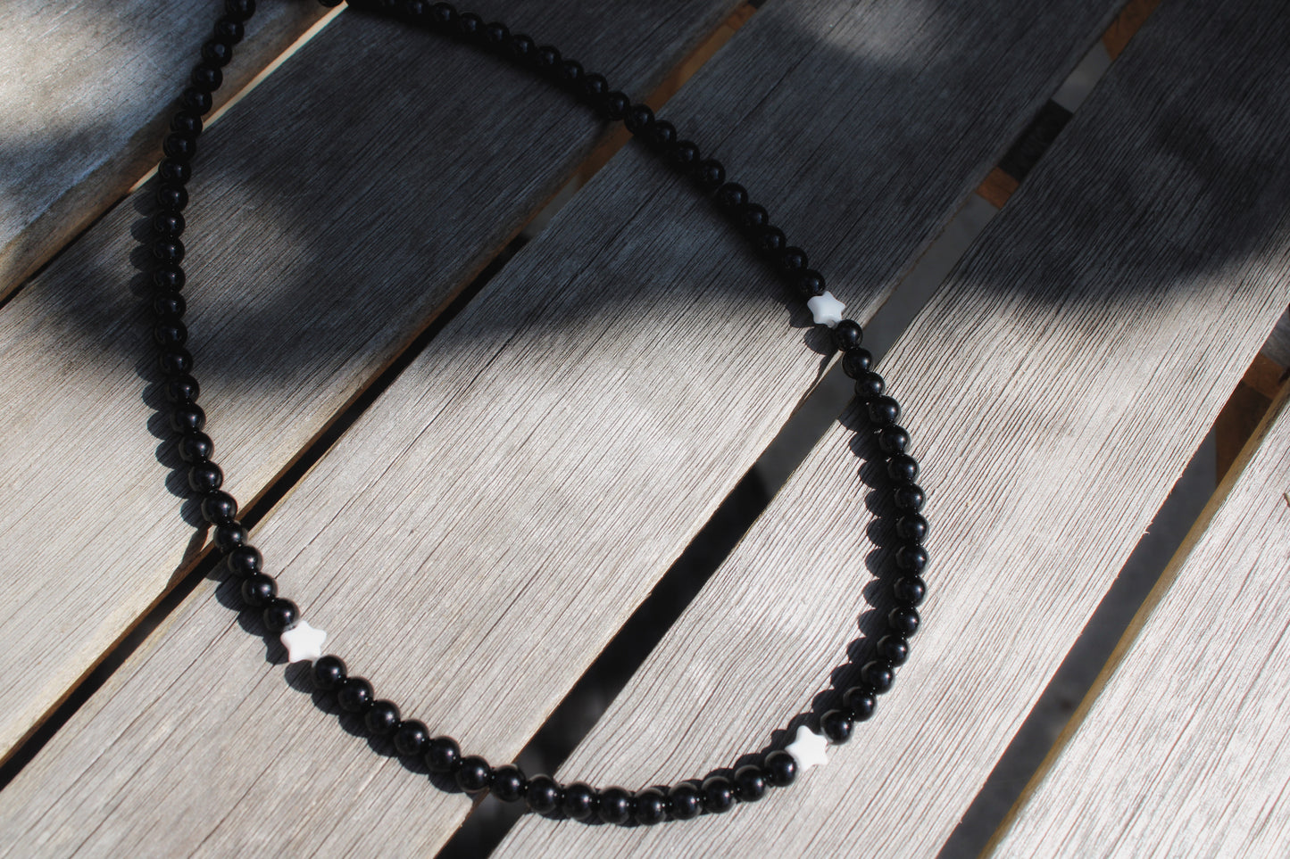 Black Onyx with White Onyx Star Necklace