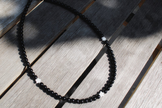 Black Onyx with White Onyx Star Necklace