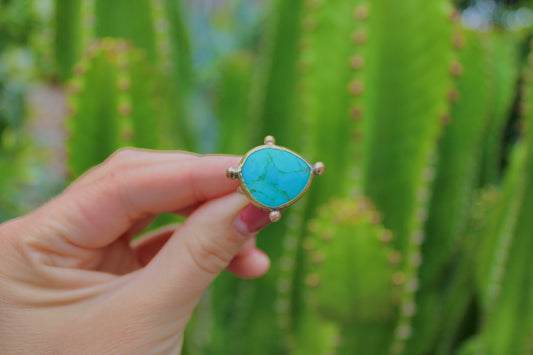 Size 7.5-Brass Turquoise Ring