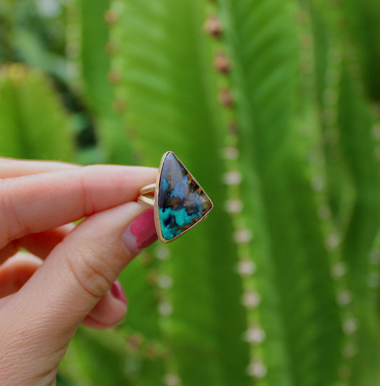 Size 6.5 Chrysocolla Brass Ring