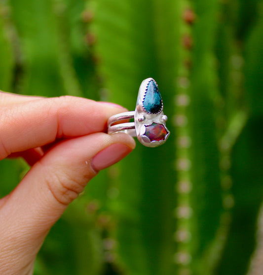 Size 6.5 - Opal and Turquoise Ring