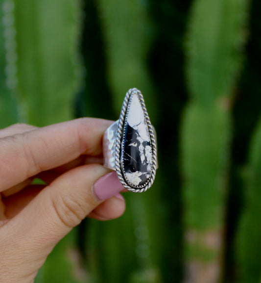Size 8.5 -White Bison Hammered Ring
