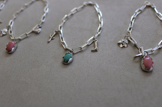 Turquoise Sterling Silver Charm Bracelet